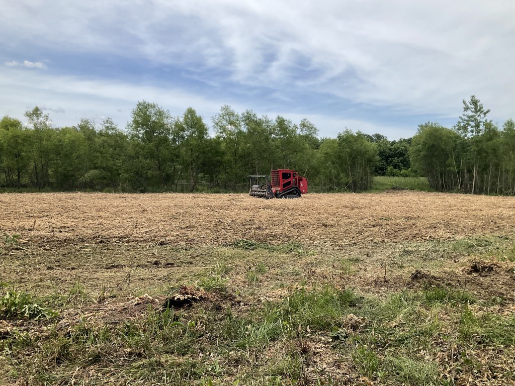 Land clearing equipment in the field it just cleared
